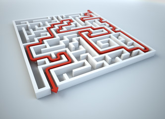 Maze illustration - finding the solution concept