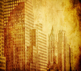 grunge image of new york skyline