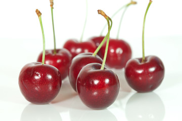 Cherries on white background