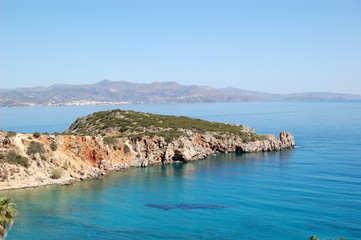 Beautiful lagoon and turquoise Aegean Sea, Crete, Greece