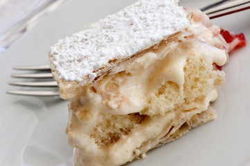 Cake with custard
