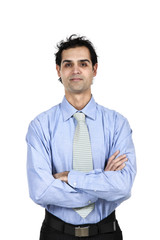 ritratto di giovane uomo su fondo bianco