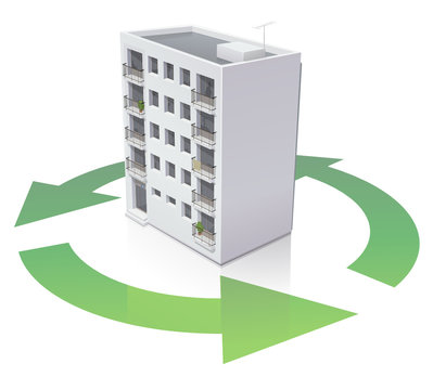 Immeuble et recyclage (reflet)