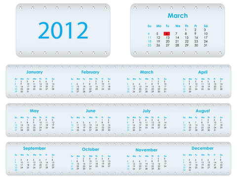 Vector calendar 2012