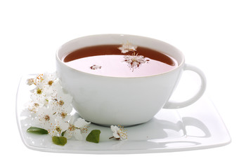 cup of tea with flowers