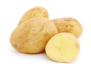 Pile of potatoes isolated on white background