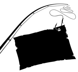 Vintage Paper sheet on fishing hook. Vector illustration.