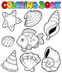 Coloring book with seashells