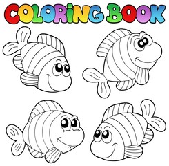Livre de coloriage avec des poissons rayés