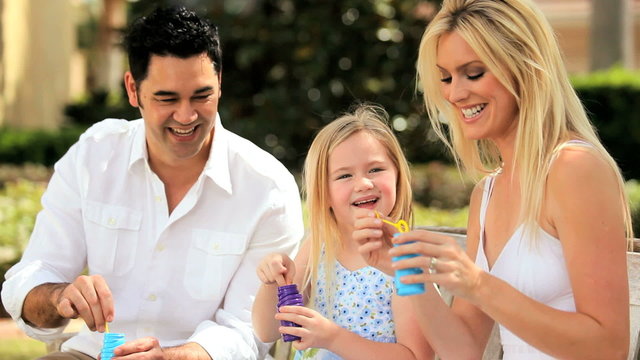 Multi-Ethnic Family with Play Bubbles