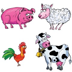 Cartoon set of farm animals