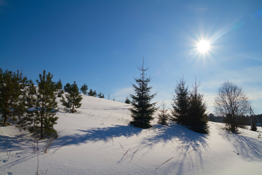 winter landscape, sun