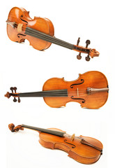 Fototapeta na wymiar Violin collection over white