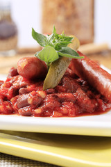 Red bean stew and sausages