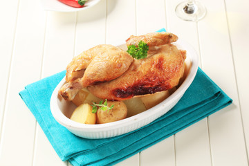 Roast chicken and new potatoes