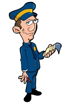 policeman cartoon holding ticket clip art preview