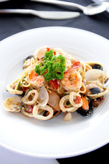 Spaghetti Seafood on table top