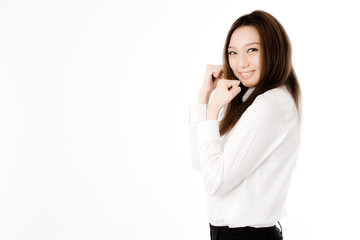 Fototapeta premium ガッツポーズの女性社員