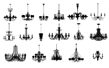 17 different shapes of chandelier - obrazy, fototapety, plakaty