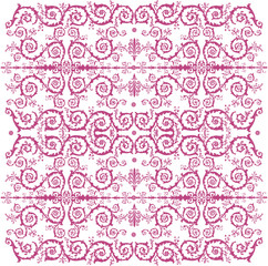 pink on white curled square pattern