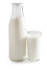 Bottle and glass with milk