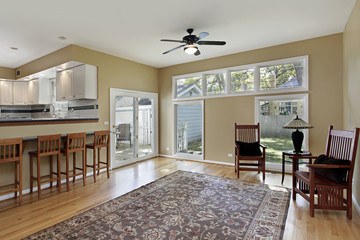 Family room with doors to patio