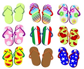 Set infradito estive, in vettoriale