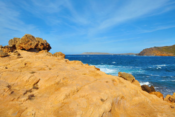 Fototapeta na wymiar view of Binimela beach in Menorca, Balearic Islands, Spain
