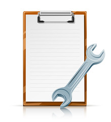 clipboard with spanner vector