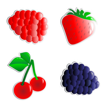 Vector fruits stickers
