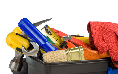 set of tools and instruments isolated on white