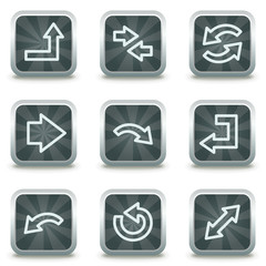 Arrows web icons set 1, grey square buttons