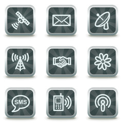 Communication web icons, grey square buttons