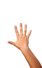 Isolated Five fingers female hand