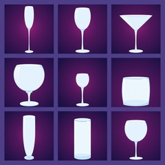 showcase with glasses