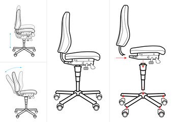 Technical chair drawing - obrazy, fototapety, plakaty