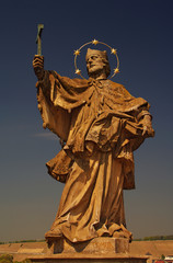Fototapeta premium Statue of Saint Nepomuk at old main bridge in Würzburg, Germany