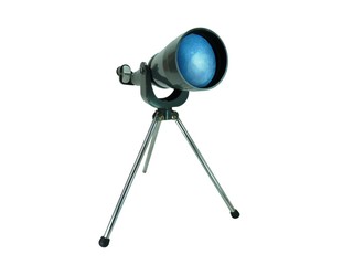 Fototapeta premium A vintage gray metal telescope isolated on white