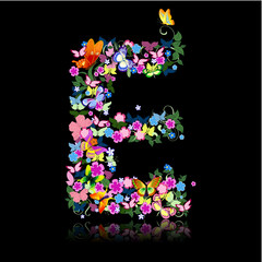 letter of flowers and a butterfly