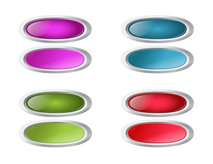 vector colored oval buttons with pushed variants