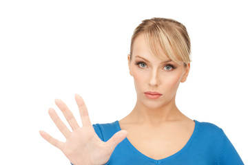 woman making stop gesture