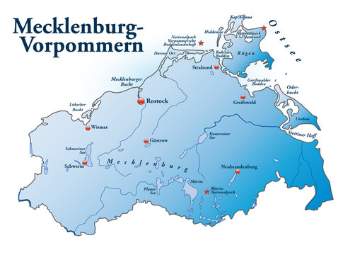 Mecklenburg-Vorpommern Übersicht blau in SVG