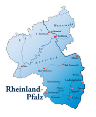 Rheinand-Pfalz als Übersicht blau in SVG