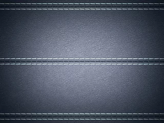 Photo sur Aluminium Cuir Fond en cuir cousu horizontal bleu foncé