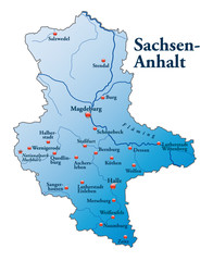 Sachsen-Anhalt als Übersichtskarte blau