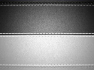 Photo sur Aluminium Cuir Fond en cuir cousu horizontal noir et gris
