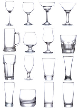 set with different empty glasses and mugs