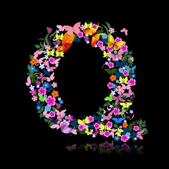 letter of flowers and a butterfly