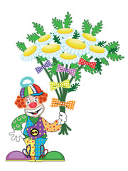Clown with flowers