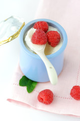 Yogurt with fresh raspberries